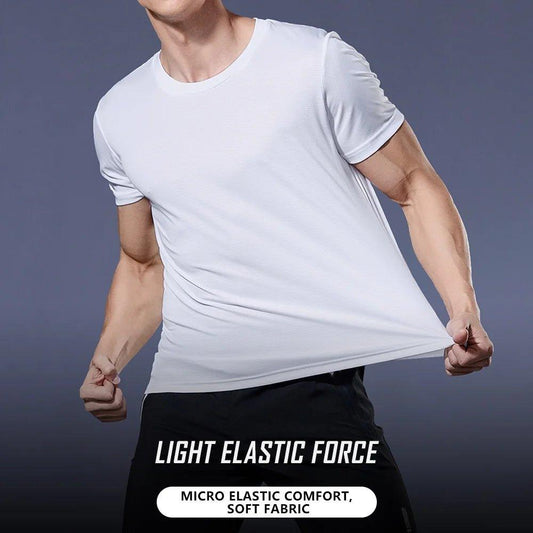 Men's Quick Dry Short Sleeve Gym Running Moisture Wicking Round Neck T-Shirt Training Exercise Gym Sport Shirt Tops Lightweight - MANDOTOS