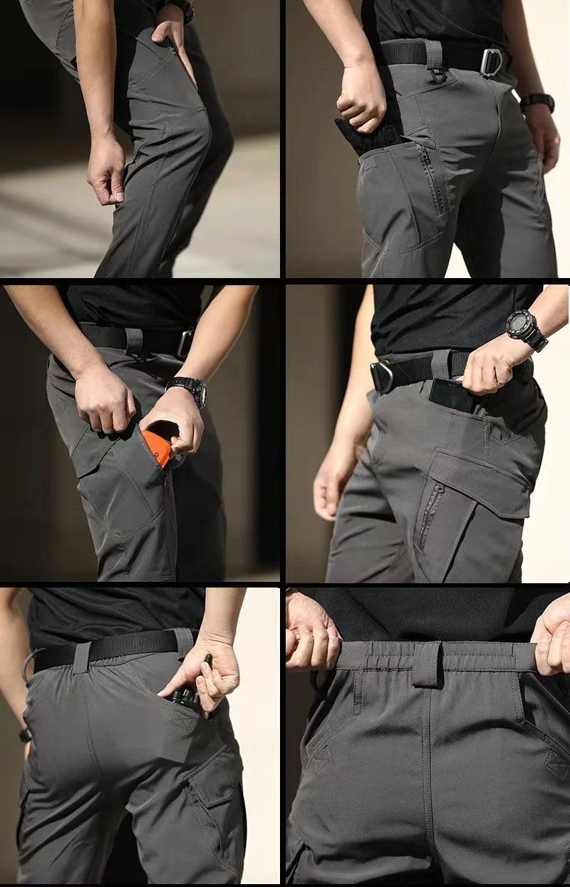 Men's Spring Autumn Tactical Cargo Elastic Pants Combat Trekking Hiking Camping Climbing Run Sport Cycling Work Outdoor Trousers - MANDOTOS