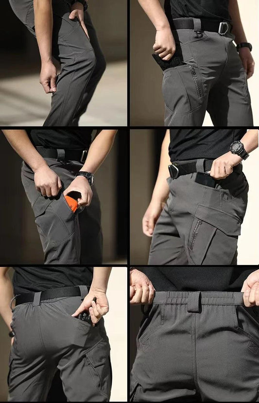 Men's Spring Autumn Tactical Cargo Elastic Pants Combat Trekking Hiking Camping Climbing Run Sport Cycling Work Outdoor Trousers - MANDOTOS