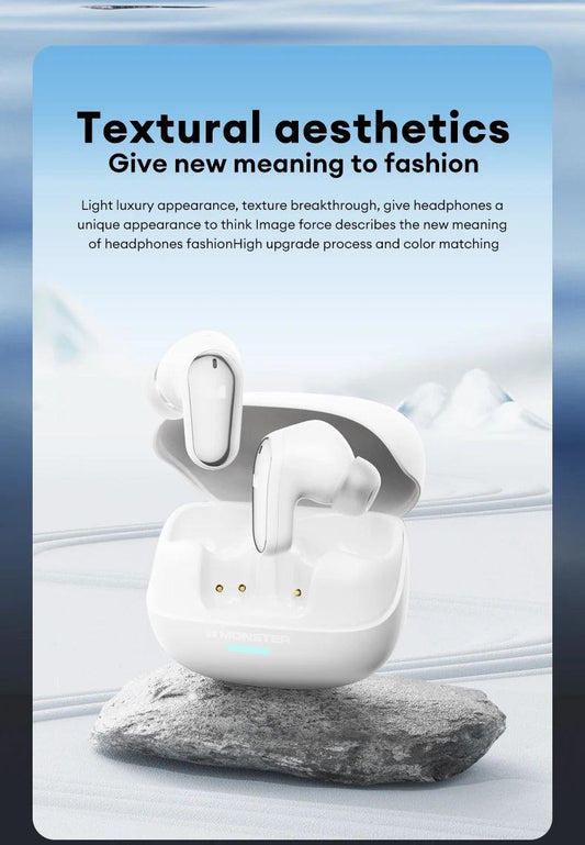 Monster MQT52 Wireless Bluetooth 5.4 Earphones Long Battery Life Gaming Headphones Dual Mode HIFI Stereo Sound Headset With Mic - MANDOTOS