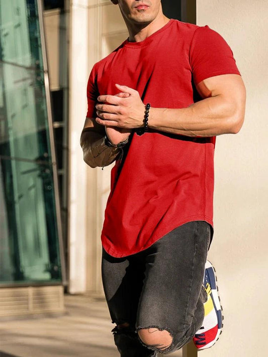 Muscle Fitness T-shirt Summer Men's Athleisure Workout short sleeve T-shirt High Quality cotton Men T-shirt Gym Sport Shirt Tops - MANDOTOS