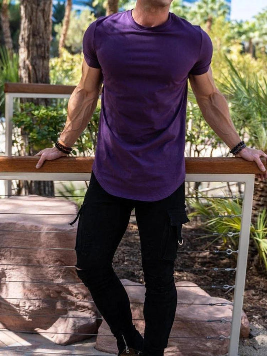 Muscle Fitness T-shirt Summer Men's Athleisure Workout short sleeve T-shirt High Quality cotton Men T-shirt Gym Sport Shirt Tops - MANDOTOS