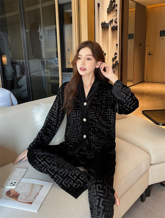 New Gold Velvet Pajamas Women's Suit - MANDOTOS