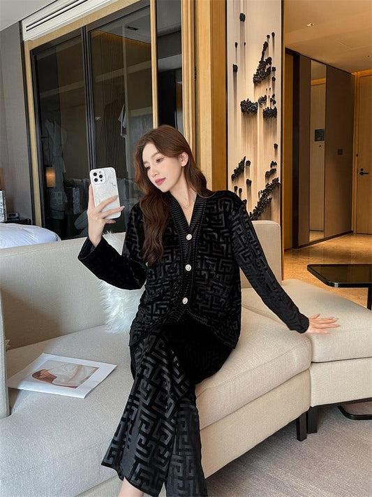 New Gold Velvet Pajamas Women's Suit - MANDOTOS