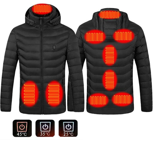 New Heated Jacket Coat USB Electric Jacket Cotton Coat Heater Thermal Clothing Heating Vest Men's Clothes Winter - MANDOTOS