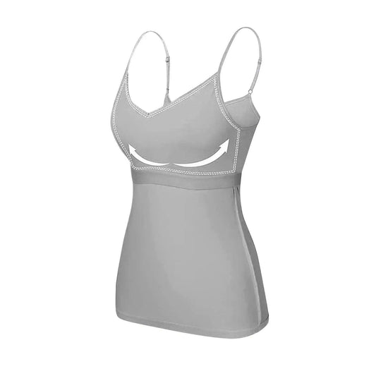 Padded Bra Tank Top Women Modal Spaghetti Solid Cami Top Vest Female Adjustable Camisole With Built In Bra Fitness Clothing - MANDOTOS