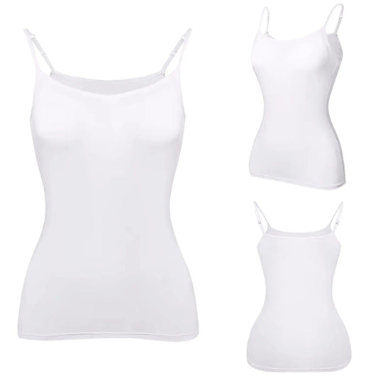 Padded Bra Tank Top Women Modal Spaghetti Solid Cami Top Vest Female Adjustable Camisole With Built In Bra Fitness Clothing - MANDOTOS