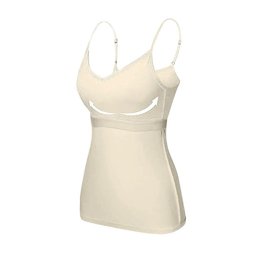 Padded Bra Tank Top Women Modal Spaghetti Solid Cami Top Vest Female Adjustable Camisole With Built In Bra Fitness Clothing - MANDOTOS