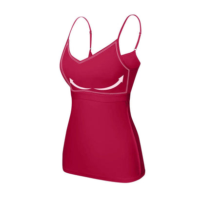 Padded Bra Tank Top Women Modal Spaghetti Solid Cami Top Vest Female Adjustable Camisole With Built In Bra Fitness Clothing - MANDOTOS