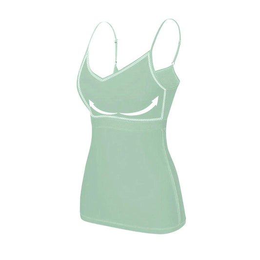 Padded Bra Tank Top Women Modal Spaghetti Solid Cami Top Vest Female Adjustable Camisole With Built In Bra Fitness Clothing - MANDOTOS