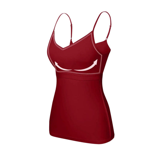 Padded Bra Tank Top Women Modal Spaghetti Solid Cami Top Vest Female Adjustable Camisole With Built In Bra Fitness Clothing - MANDOTOS