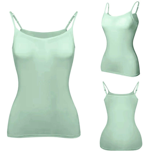 Padded Bra Tank Top Women Modal Spaghetti Solid Cami Top Vest Female Adjustable Camisole With Built In Bra Fitness Clothing - MANDOTOS