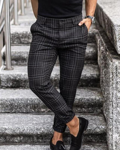 Plaid Print Pants Men's Casual Trousers Loose And Thin - MANDOTOS