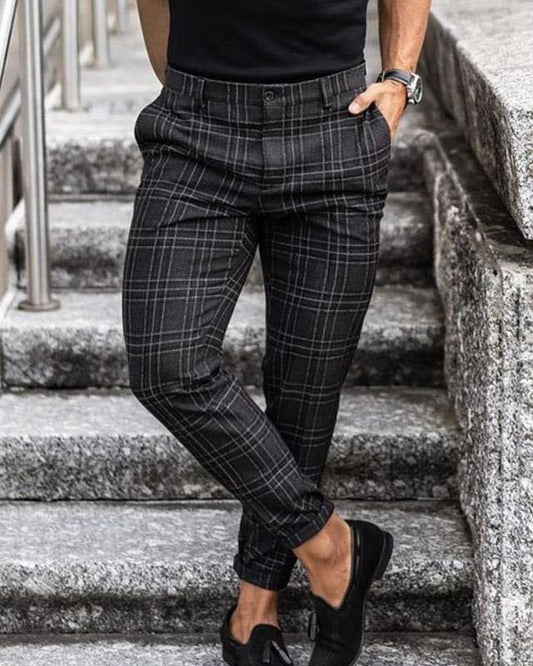 Plaid Print Pants Men's Casual Trousers Loose And Thin - MANDOTOS