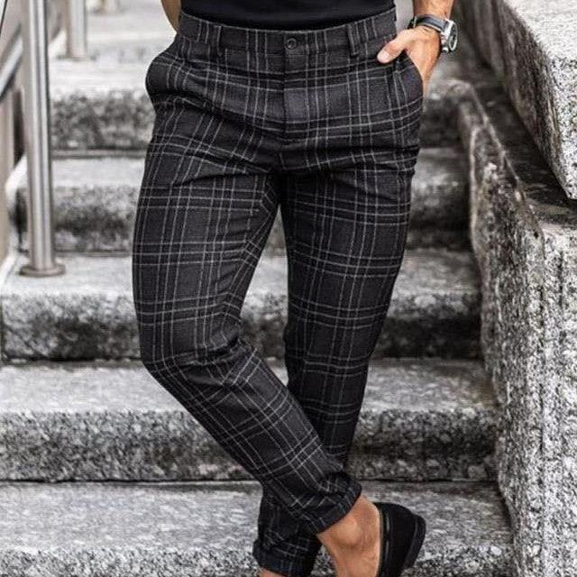 Plaid Print Pants Men's Casual Trousers Loose And Thin - MANDOTOS