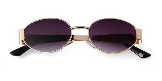 Retro Metal Frame Pilot Oval Sunglasses Women Men Brand Designer Vintage Round Sun Glasses Luxury 90s Green Lens Shades Male UV - MANDOTOS