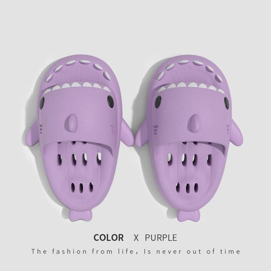 Shark Slippers With Drain Holes Shower Shoes For Women Quick Drying Eva Pool Shark Slides Beach Sandals With Drain Holes - MANDOTOS