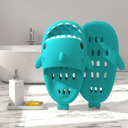 Shark Slippers With Drain Holes Shower Shoes For Women Quick Drying Eva Pool Shark Slides Beach Sandals With Drain Holes - MANDOTOS