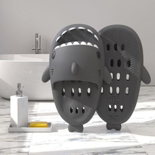 Shark Slippers With Drain Holes Shower Shoes For Women Quick Drying Eva Pool Shark Slides Beach Sandals With Drain Holes - MANDOTOS