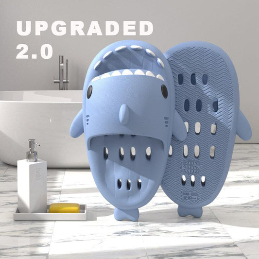 Shark Slippers With Drain Holes Shower Shoes For Women Quick Drying Eva Pool Shark Slides Beach Sandals With Drain Holes - MANDOTOS