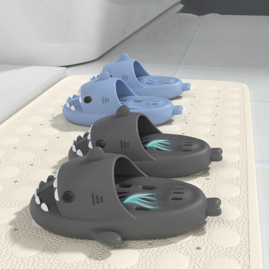 Shark Slippers With Drain Holes Shower Shoes For Women Quick Drying Eva Pool Shark Slides Beach Sandals With Drain Holes - MANDOTOS