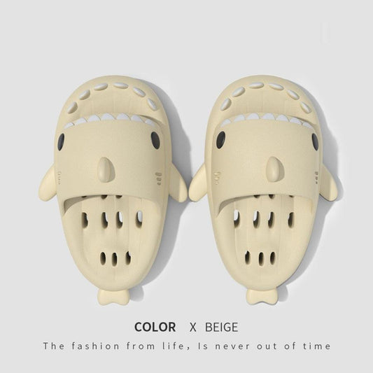 Shark Slippers With Drain Holes Shower Shoes For Women Quick Drying Eva Pool Shark Slides Beach Sandals With Drain Holes - MANDOTOS