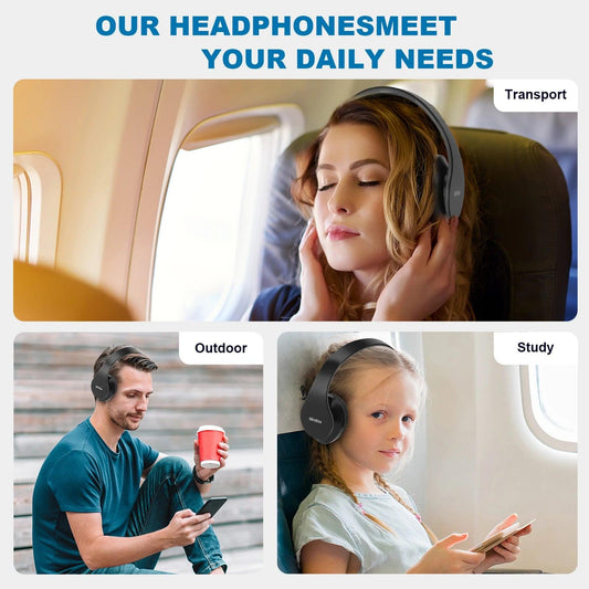 Siindoo JH-812 Black Bluetooth Headphone Foldable Stereo Music Earphones FM and Support SD Card with Mic for Mobile Samsung PC - MANDOTOS