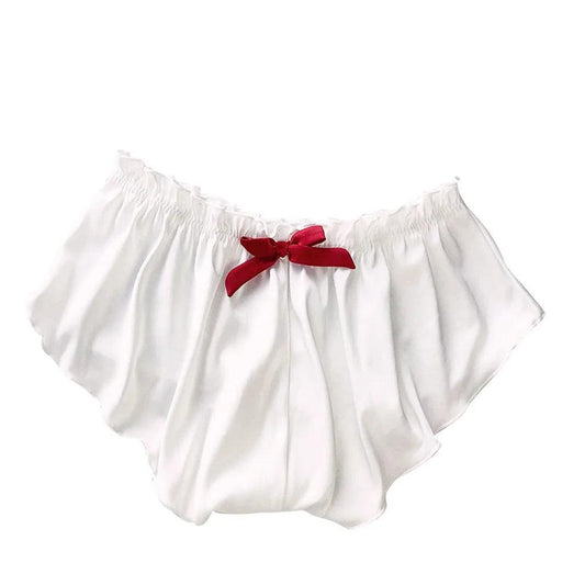 Silk Satin Sexy Panties Simple Flowers Floral Printed Lace Pajamas Underwear Fashionable Oversized Women Shorts Under Wears - MANDOTOS