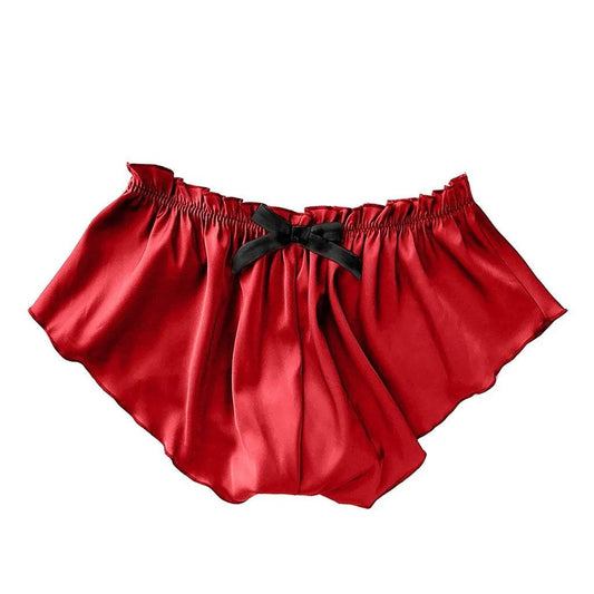 Silk Satin Sexy Panties Simple Flowers Floral Printed Lace Pajamas Underwear Fashionable Oversized Women Shorts Under Wears - MANDOTOS