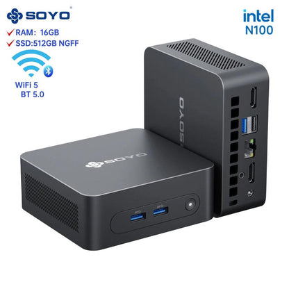 SOYO M2 PLUS 2 Mini PC Intel Alder Lake N100 Windows 11 Pro Mini PC 16GB DDR4 512GB PCIe M.2 SSD WiFi 5 BT5.0 Desktop Computer - MANDOTOS