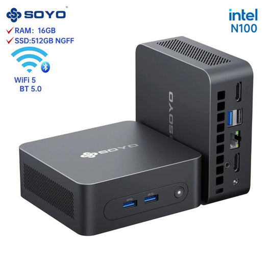 SOYO M2 PLUS 2 Mini PC Intel Alder Lake N100 Windows 11 Pro Mini PC 16GB DDR4 512GB PCIe M.2 SSD WiFi 5 BT5.0 Desktop Computer - MANDOTOS