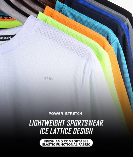 Summer Ice Silk Long Sleeve T-Shirt Men 2023 New Quick Dry Breathable Air Conditioning Outdoor Sun Protection Running Outer Wear - MANDOTOS