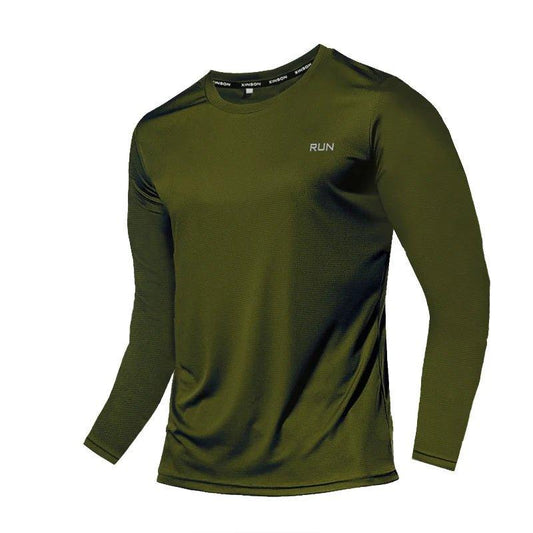 Summer Ice Silk Long Sleeve T-Shirt Men 2023 New Quick Dry Breathable Air Conditioning Outdoor Sun Protection Running Outer Wear - MANDOTOS