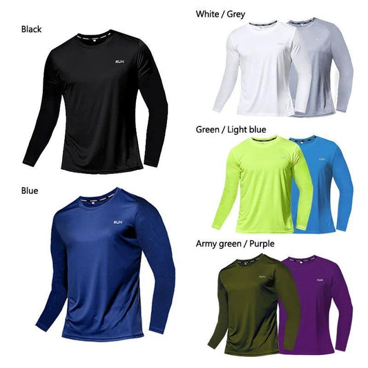 Summer Ice Silk Long Sleeve T-Shirt Men 2023 New Quick Dry Breathable Air Conditioning Outdoor Sun Protection Running Outer Wear - MANDOTOS
