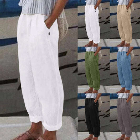 Teen Sweatpants Summer Women'S Solid Color High Waist Stitching Casual Pants Women Joggers Trousers Korean Fashion Trousers - MANDOTOS