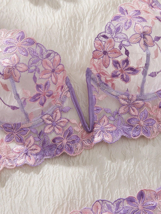 The temptation of Valentine's Eve light purple Danube group ladies sexy lingerie bra women's suit - MANDOTOS