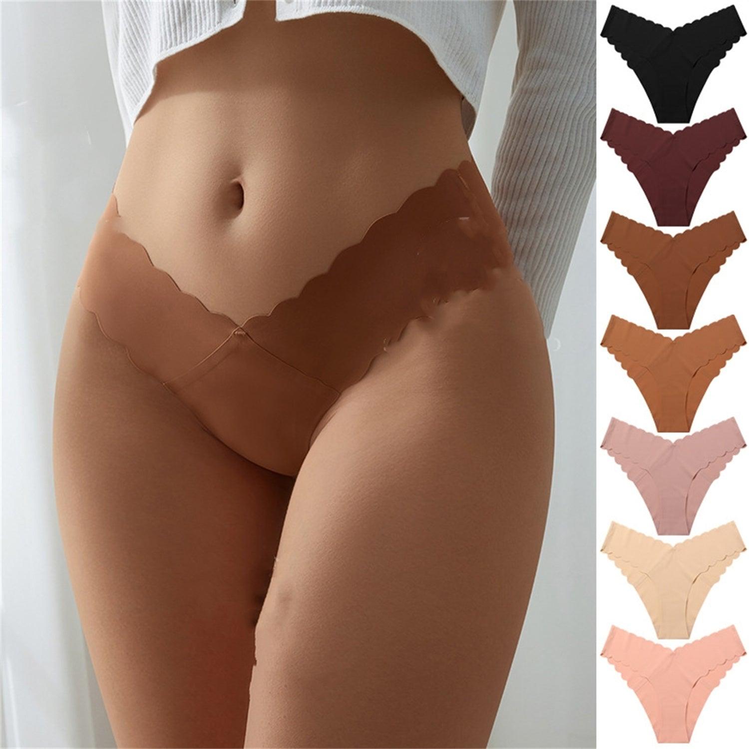Wave Lace V - shaped Waist Seamless Ice Silk Girl Underwear - MANDOTOS