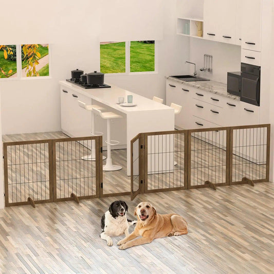 Wide Walk-Through 144in Dog Gate with 6 Panels - MANDOTOS