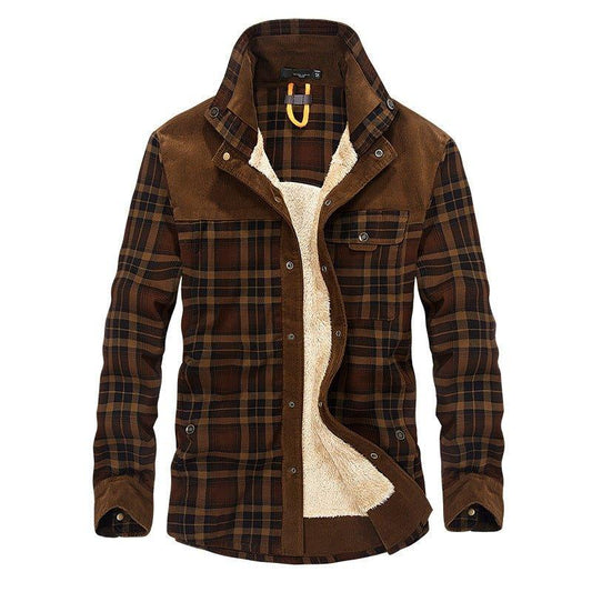 Winter Jacket Men Thicken Warm Fleece Jackets Coats Pure Cotton Plaid Jacket Military Clothes - MANDOTOS