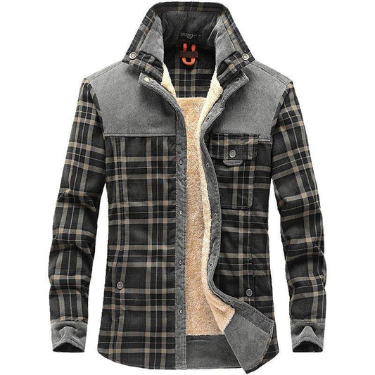 Winter Jacket Men Thicken Warm Fleece Jackets Coats Pure Cotton Plaid Jacket Military Clothes - MANDOTOS