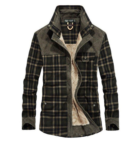 Winter Jacket Men Thicken Warm Fleece Jackets Coats Pure Cotton Plaid Jacket Military Clothes - MANDOTOS