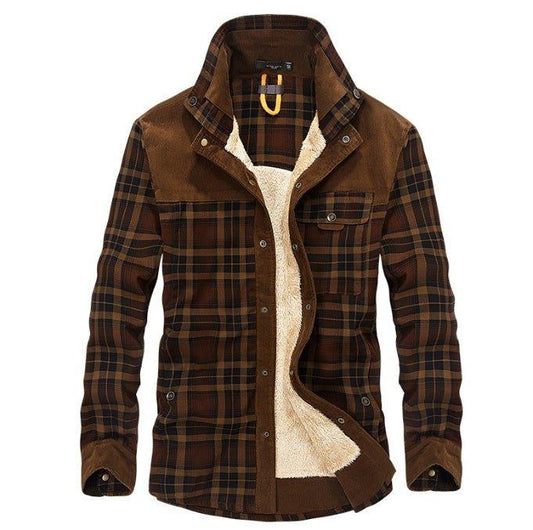 Winter Jacket Men Thicken Warm Fleece Jackets Coats Pure Cotton Plaid Jacket Military Clothes - MANDOTOS