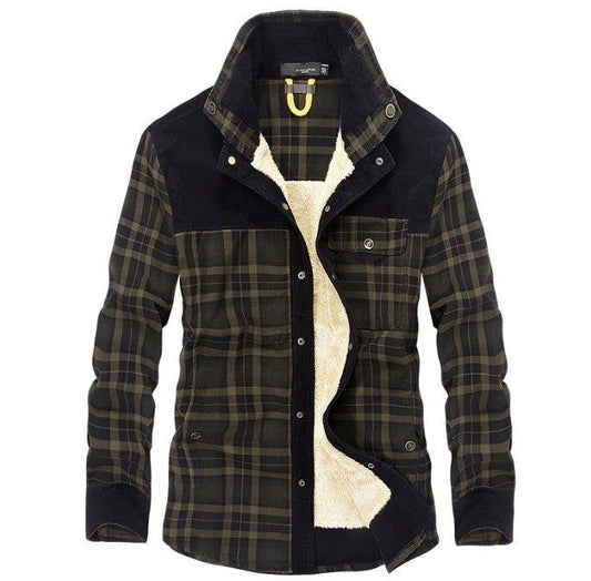 Winter Jacket Men Thicken Warm Fleece Jackets Coats Pure Cotton Plaid Jacket Military Clothes - MANDOTOS
