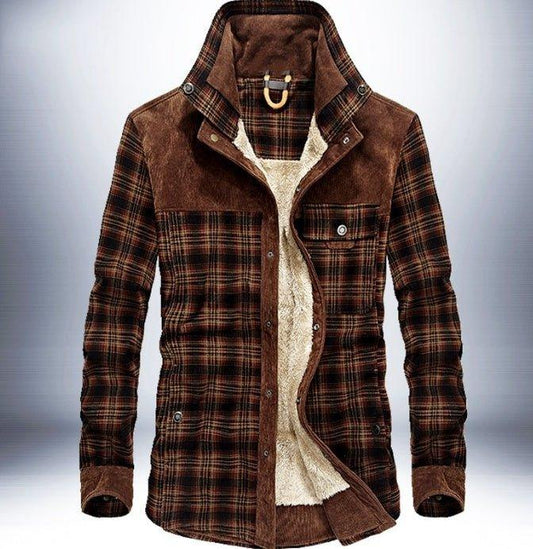 Winter Jacket Men Thicken Warm Fleece Jackets Coats Pure Cotton Plaid Jacket Military Clothes - MANDOTOS