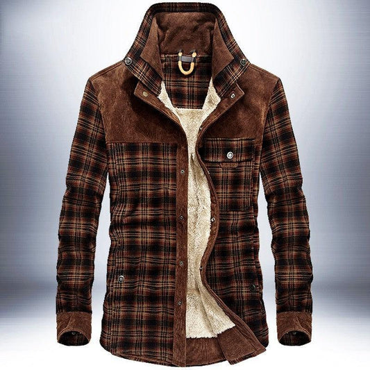 Winter Jacket Men Thicken Warm Fleece Jackets Coats Pure Cotton Plaid Jacket Military Clothes - MANDOTOS