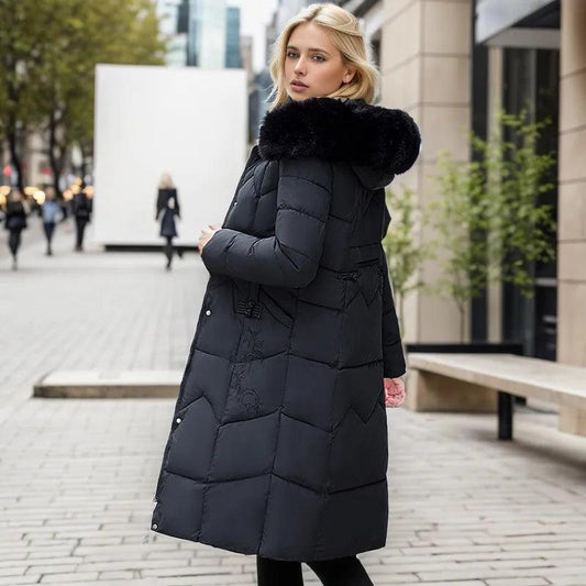 Winter Long Coat with Thickened Fur Collar - MANDOTOS