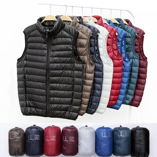 Winter white duck down ultralight sleeveless vest - MANDOTOS