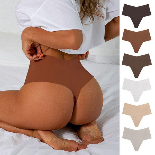 Women's High Waist Seamless Ice Silk T-shaped Cotton Crotch Underwear - MANDOTOS