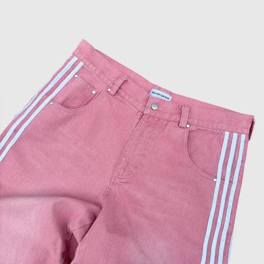 Y2K Baggy Jeans Harajuku vintage Striped Embroidered high quality Sweatpants men women Hip Hop Casual wide leg jeans streetwear - MANDOTOS