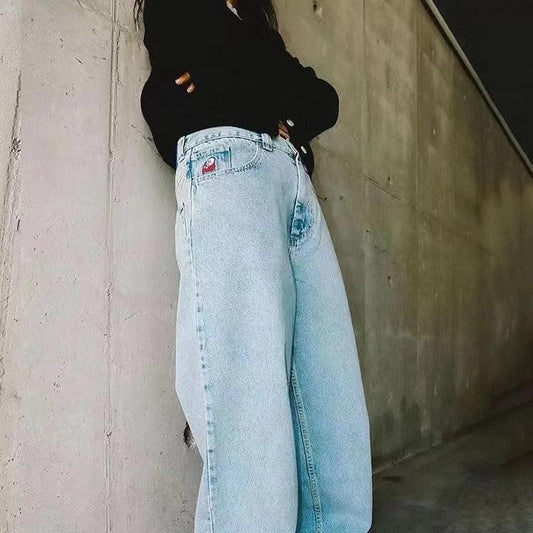Y2K Big boy Jeans for Men Streetwear Baggy Jeans Embroidery Denim Leisure Simple Dime Pants Women Jeans Mujer Hot traf jean - MANDOTOS